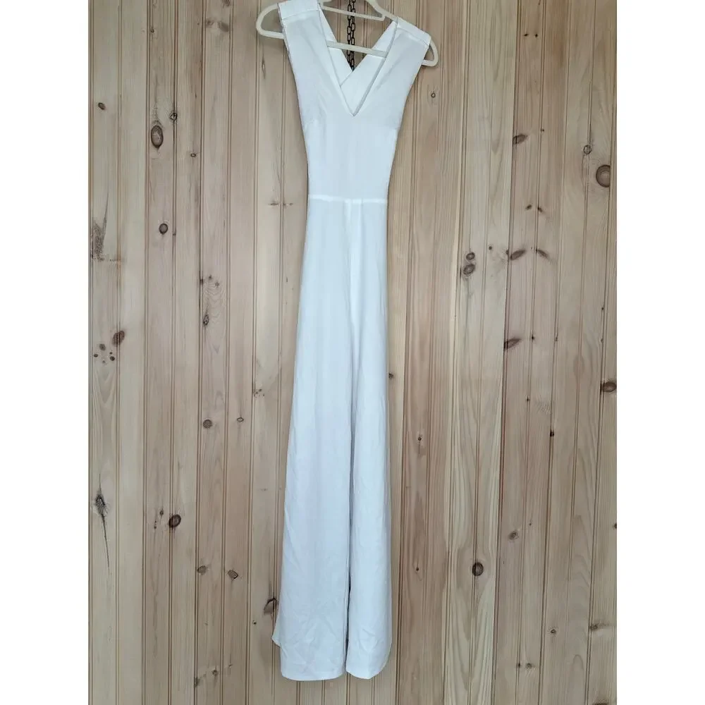 NWT Lulus Thinking Out Loud White Backless Jumpsuit Cocktail Classy Size XS